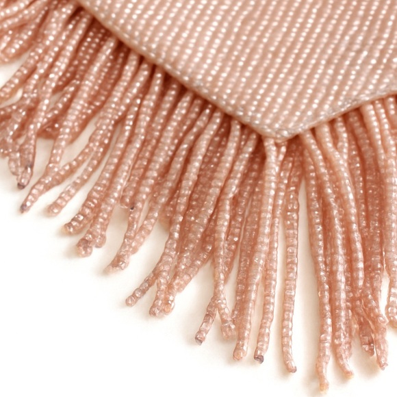 Vintage 90s/00s Blush Beaded Fringe Evening Bag w/ Rhinestone Strap - Picture 13 of 13